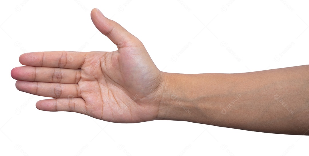 mão e mostrando o gesto de 5 dedos isolado