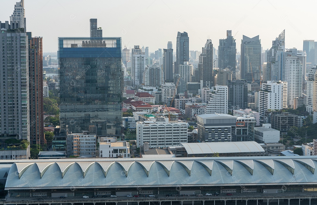 Skyline da cidade e arranha-céus Bangkok Tailândia. Bela vista em Bangkok