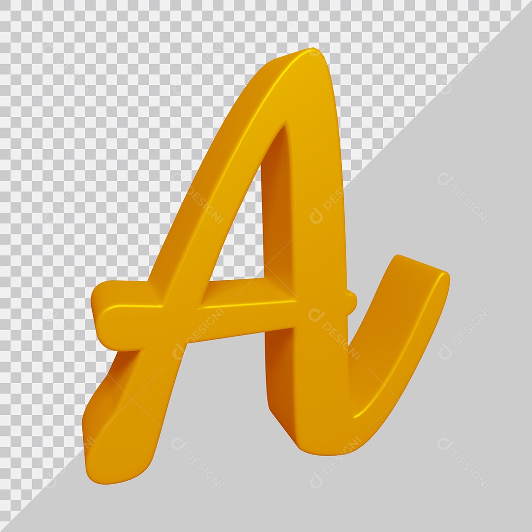 Letra A Maiúscula Dourado 3D Para composição PSD