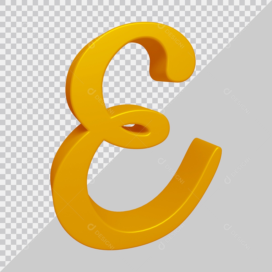 Letra E Maiúscula Dourado 3D Para composição PSD
