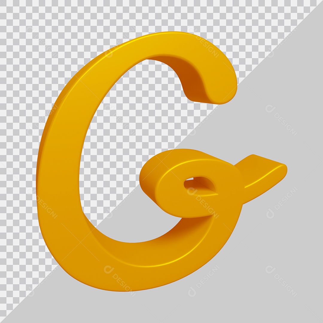 Letra G Maiúscula Dourado 3D Para composição PSD