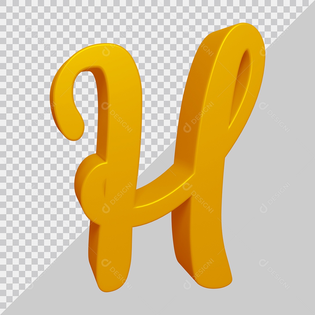 Letra H Maiúscula Dourado 3D Para composição PSD