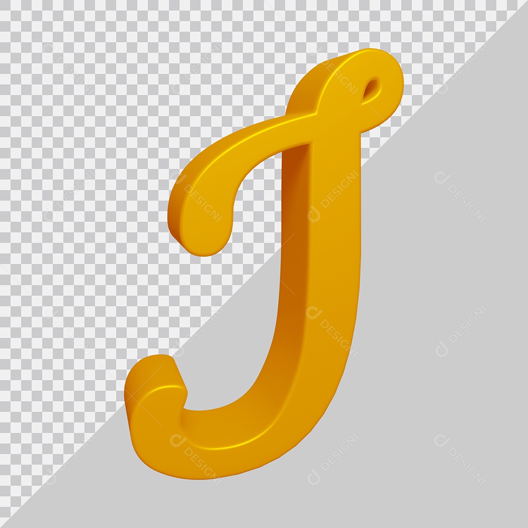 Letra I Maiúscula Dourado 3D Para composição PSD