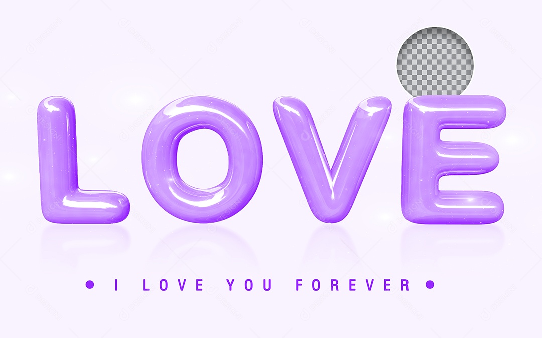 Love Texto 3D Roxo para Composição PSD