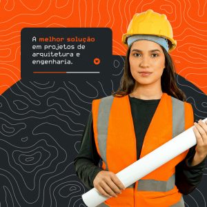 Post Construtora Projetos de Arquitetura e Engenharia de Social Media PSD Editável