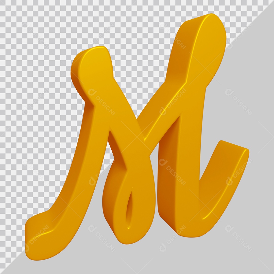 Letra M Maiúscula Dourado 3D Para composição PSD