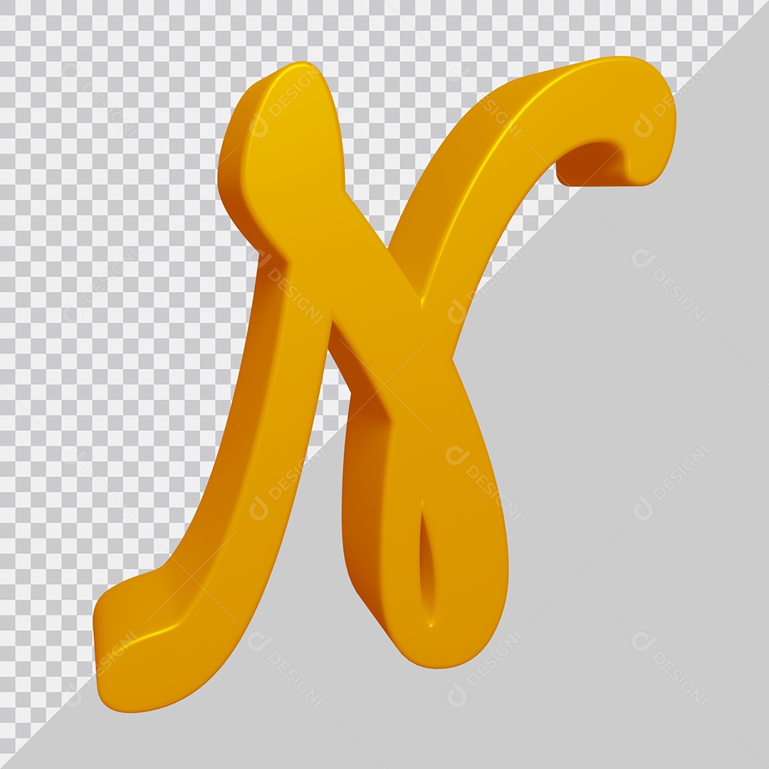 Letra N Maiúscula Dourado 3D Para composição PSD