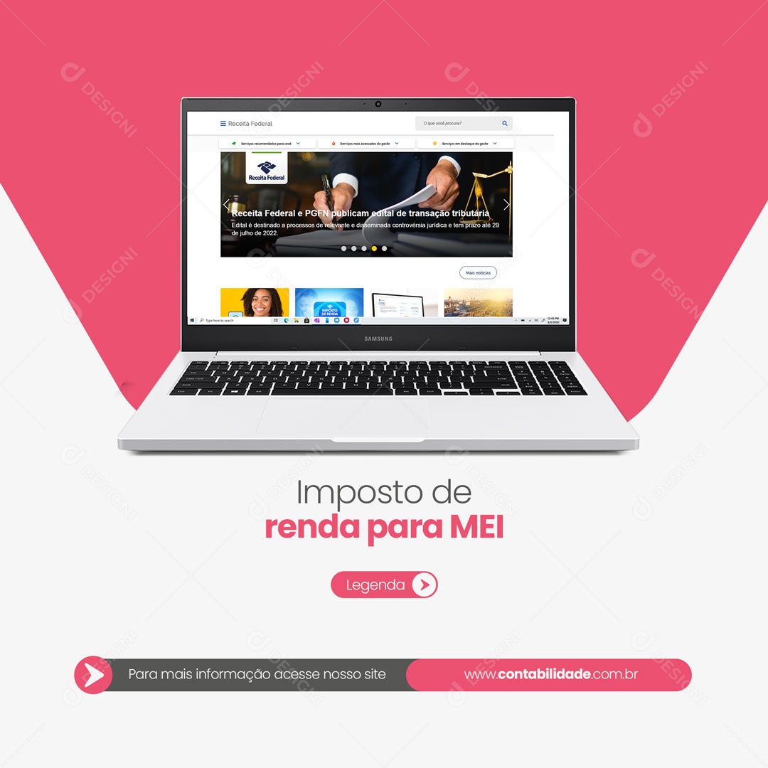 Social Media Contabilidade Contador Imposto de Renda para MEI PSD Editável