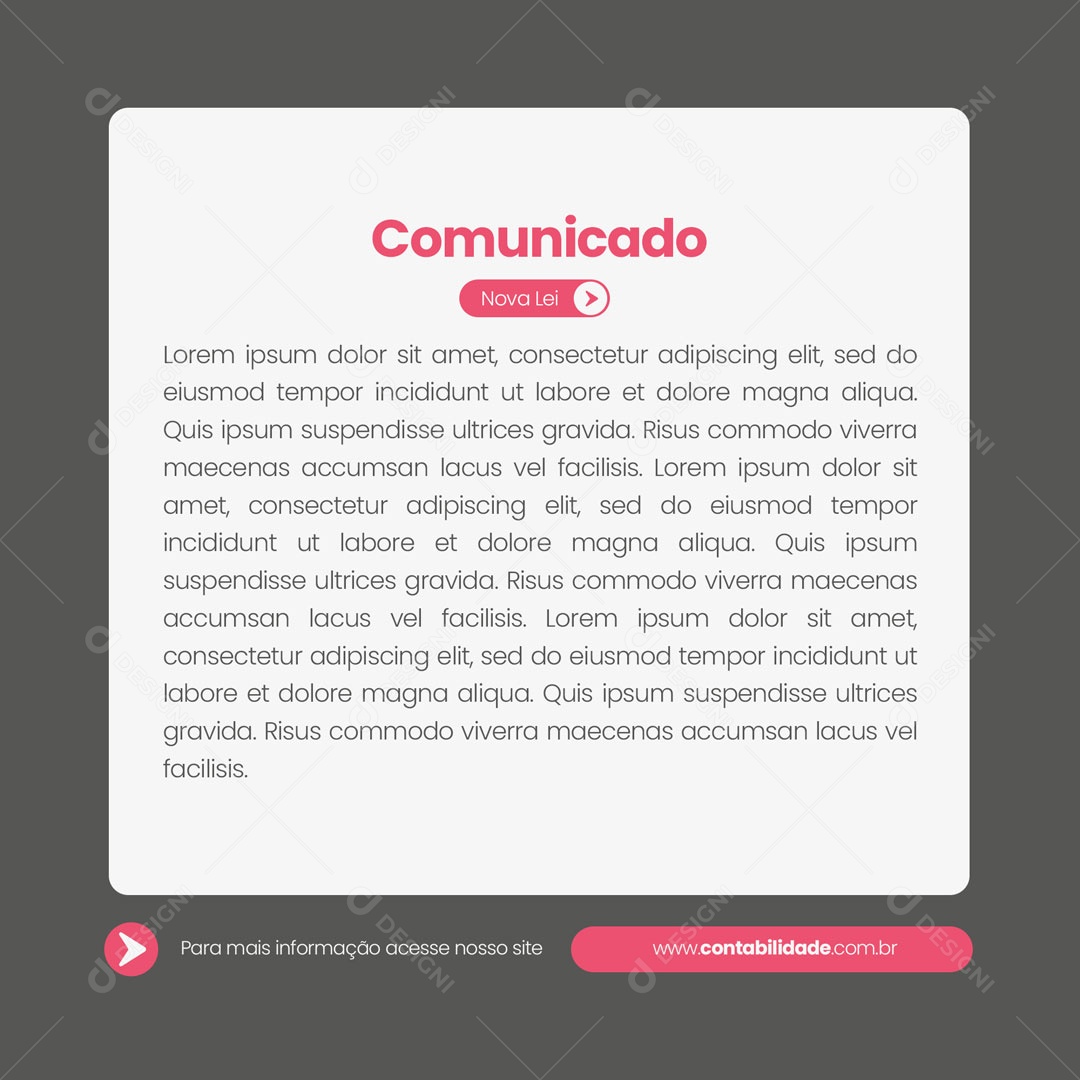 Social Media Comunicado Contabilidade PSD Editável