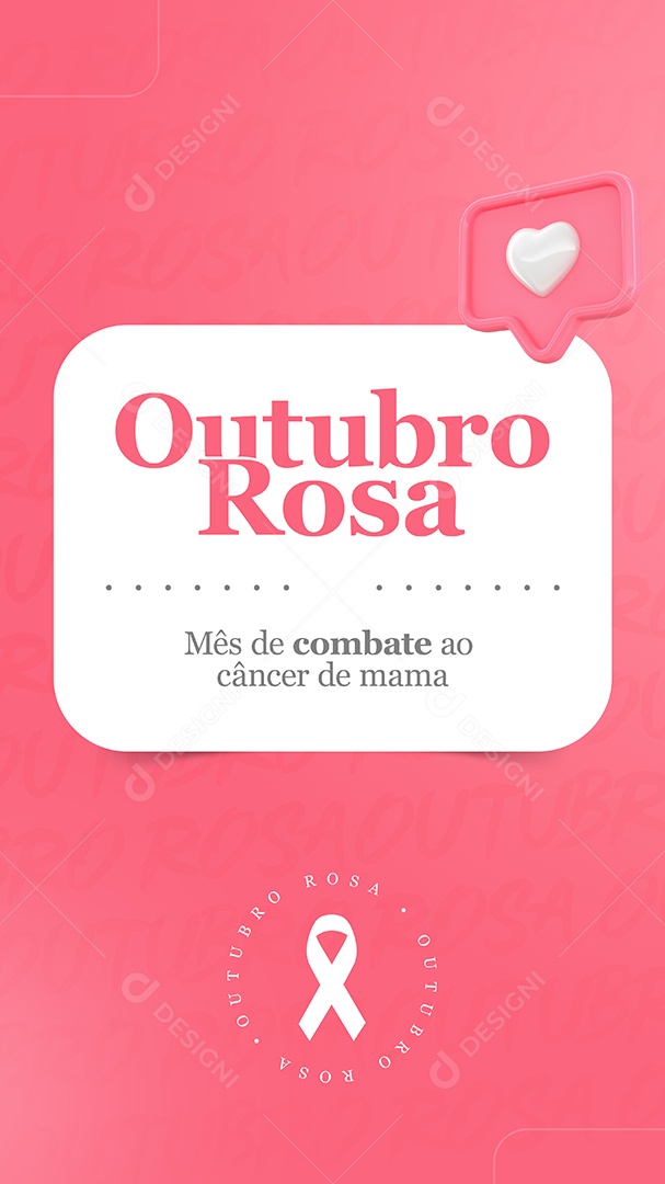 Story Outubro Rosa Mês de Combate ao  Câncer de Mama Social Media PSD Editável