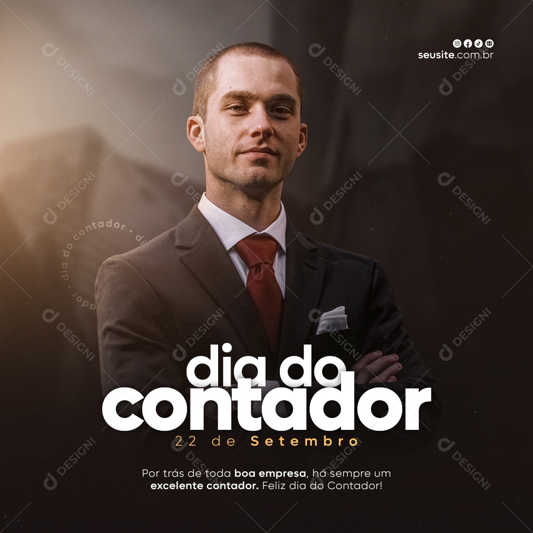 Por Trás de Toda Boa Empresa há um Excelente Contador 22 de Setembro Dia do Contador Social Media PSD Editável