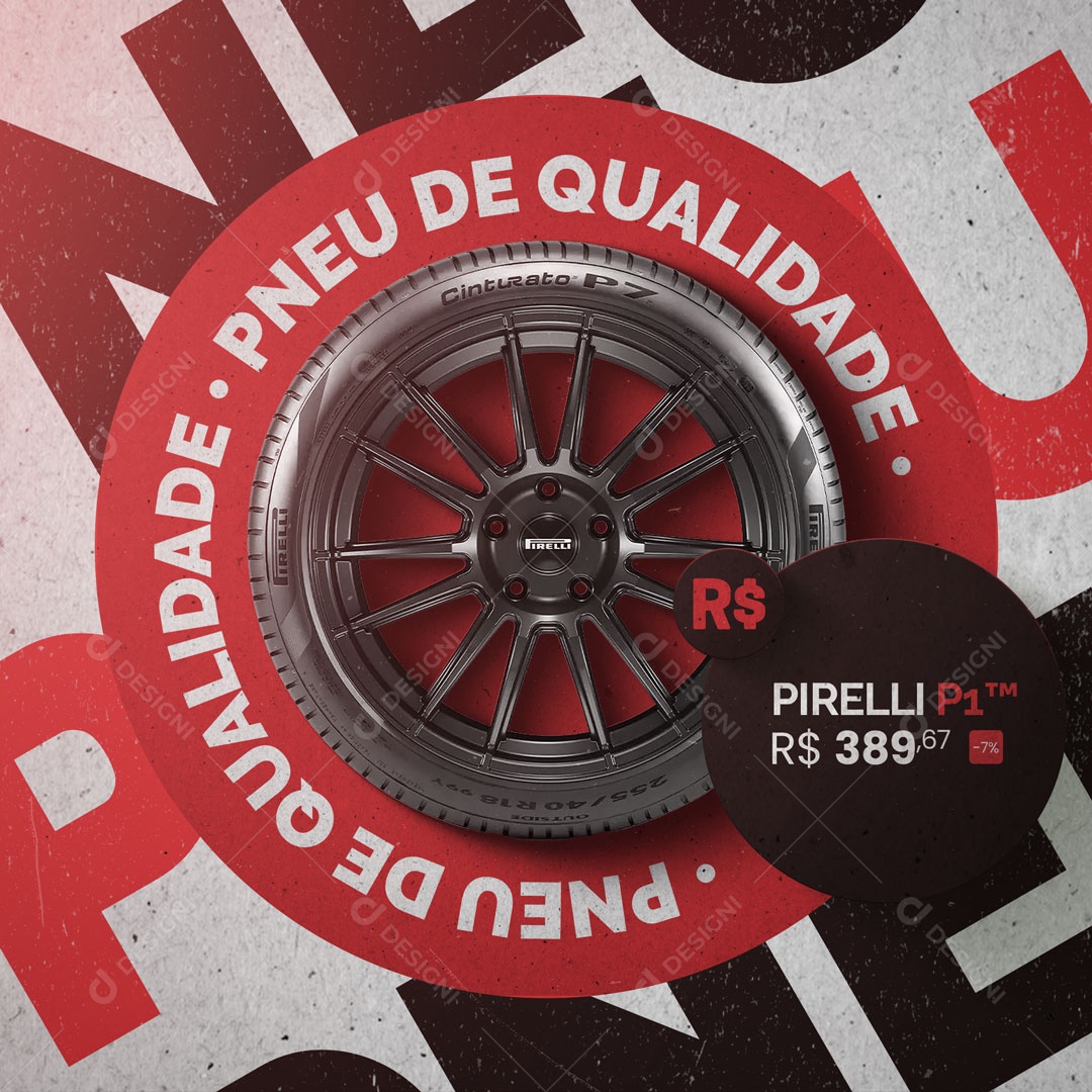 Pneu de Qualidade Pirelli P1 Social Media PSD Editável