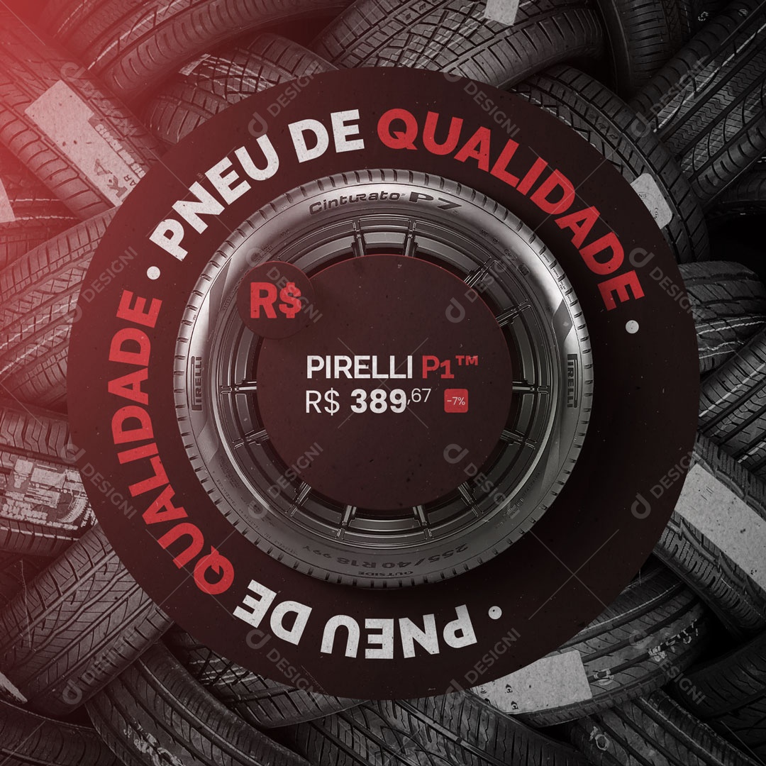 Social Media Pneu Pirelli de Qualidade PSD Editável
