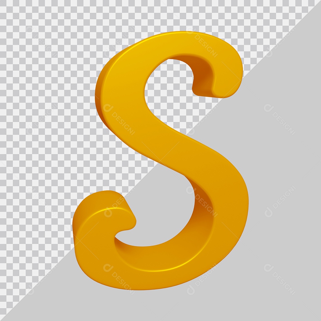 Letra S Maiúscula Dourado 3D Para composição PSD