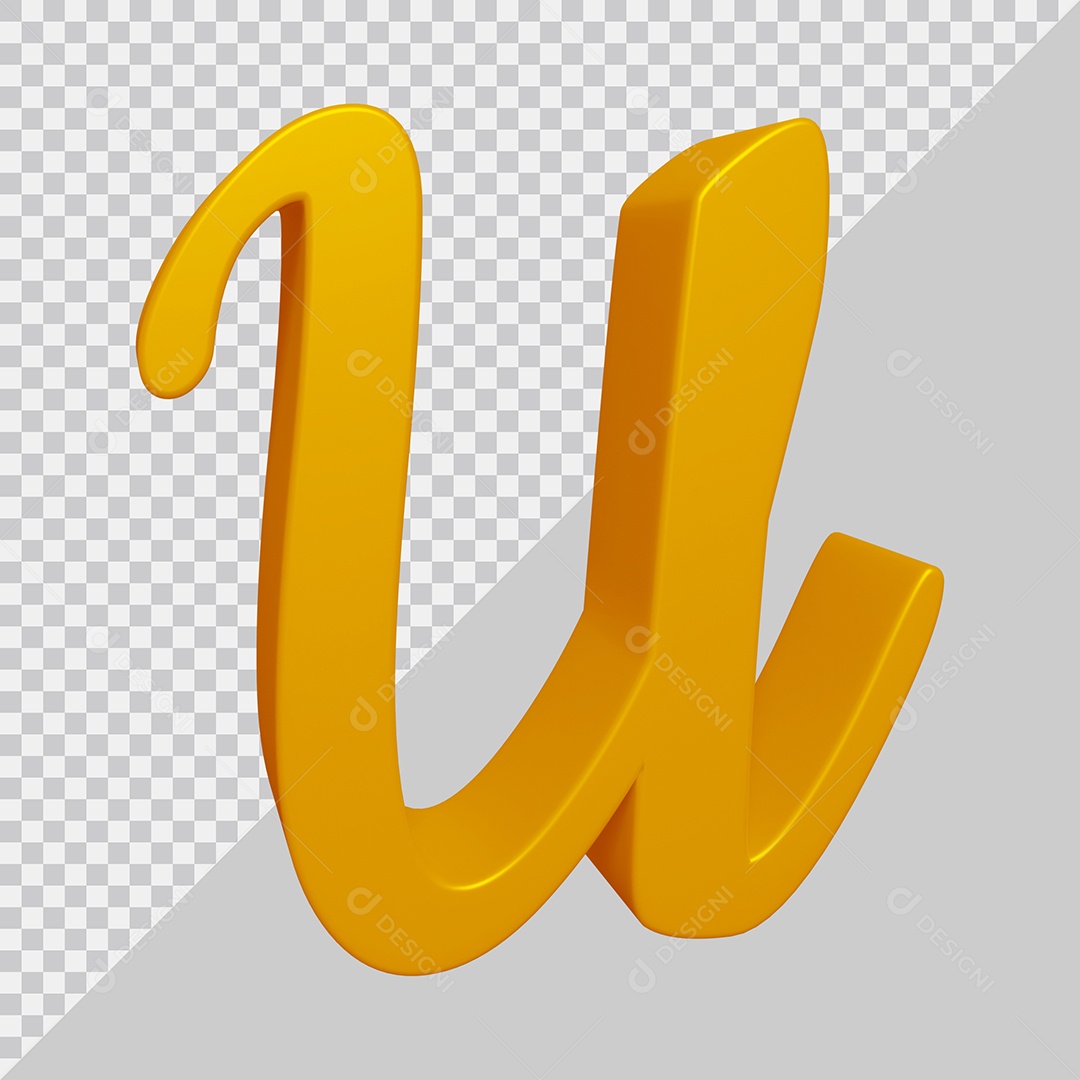 Letra U Maiúscula Dourado 3D Para composição PSD