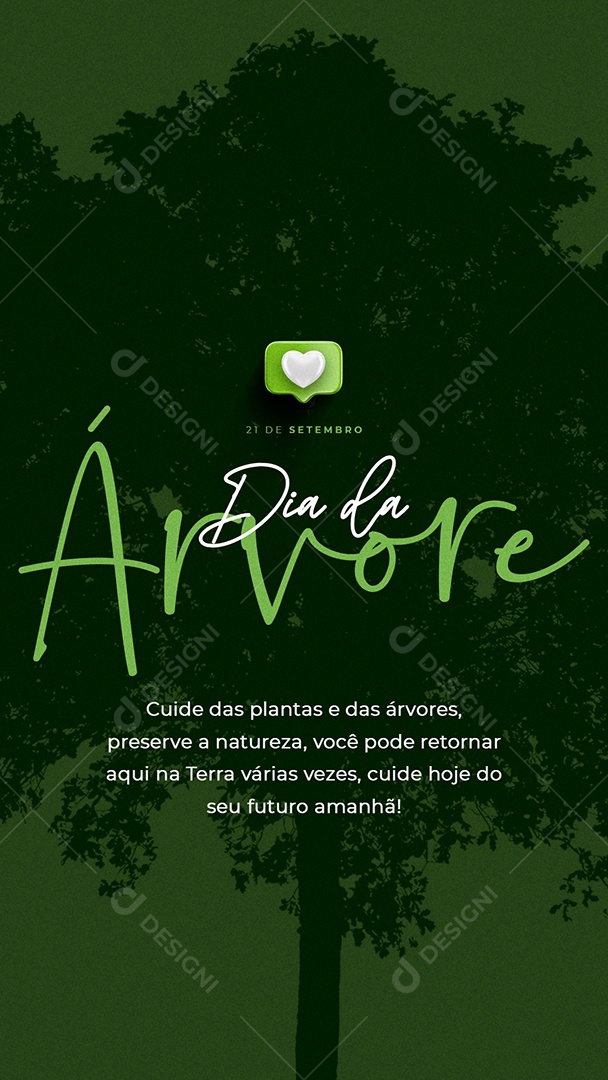 Story Cuide das Plantas e das Árvores 21 de Setembro Dia da Árvore Social Media PSD Editável