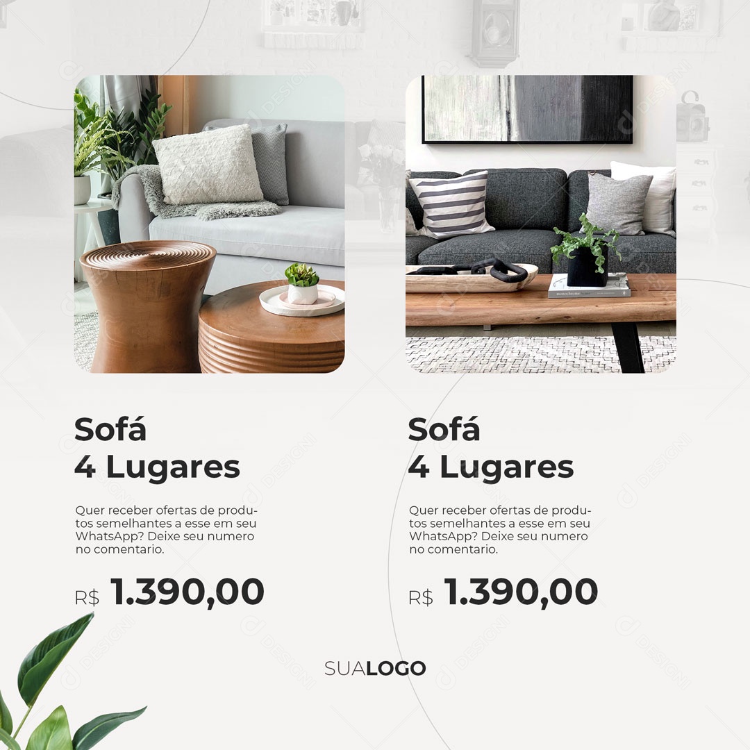 Social Media Loja de Móveis Sofá de 4 Lugares na Promoção PSD Editável