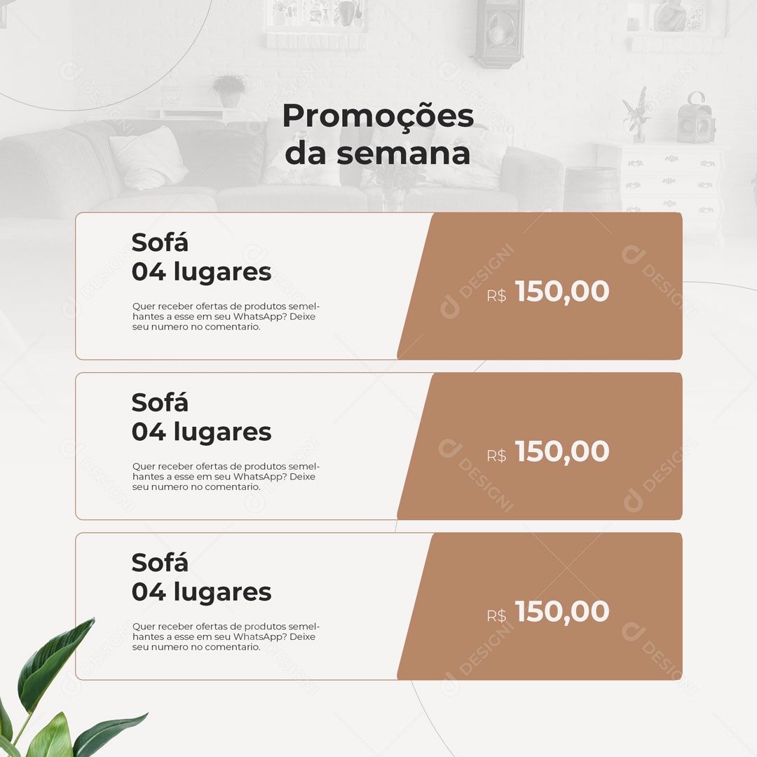 Social Media Loja de Móveis Promoções da Semana em Sofás PSD Editável