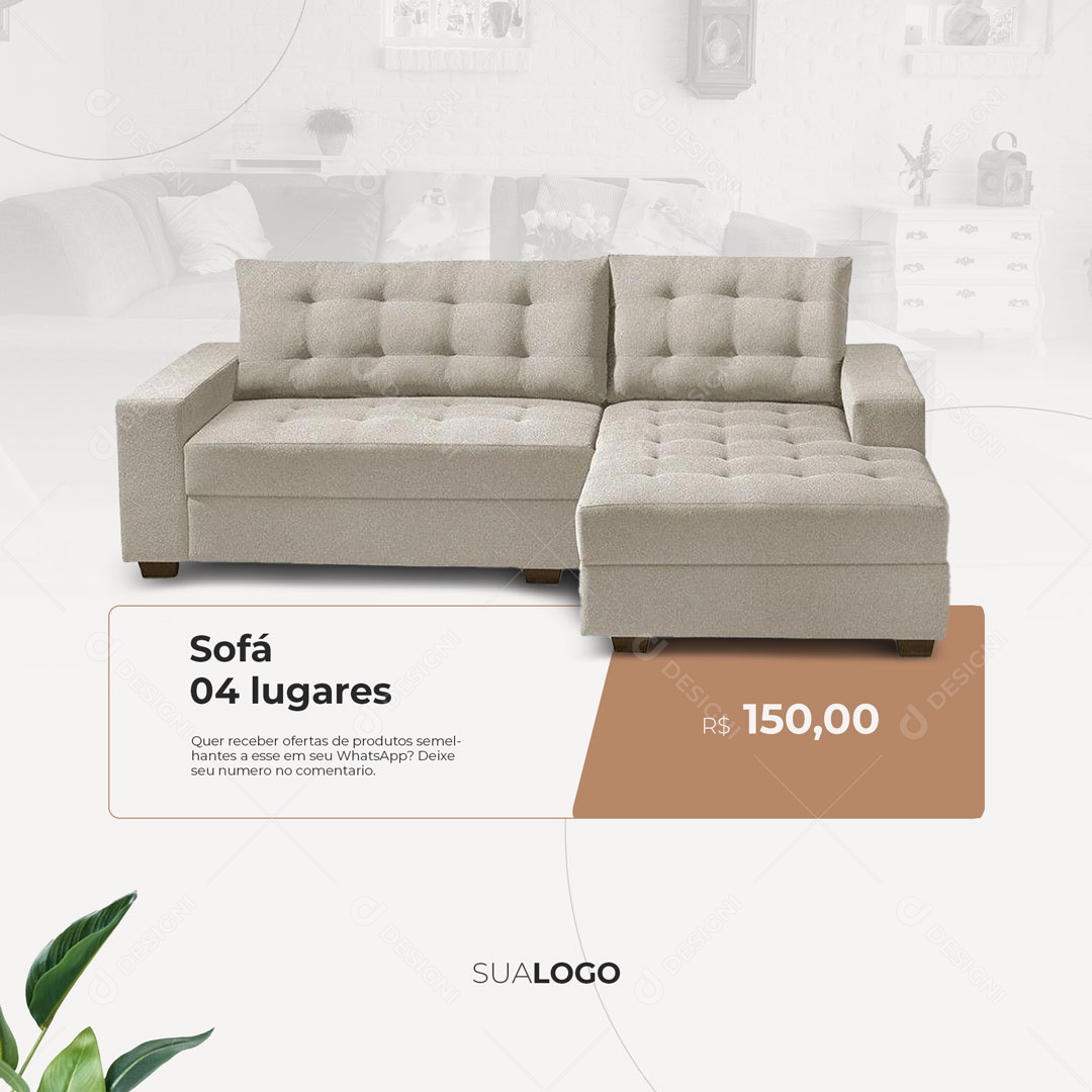 Loja de Móveis Sofá de 4 Lugares Social Media PSD Editável