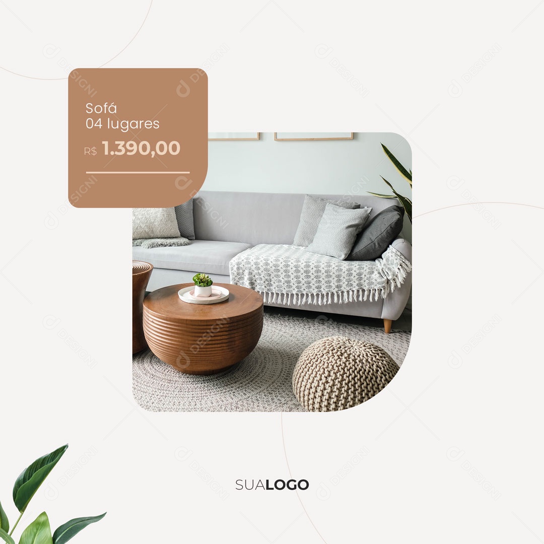 Post Loja de Móveis Sofá de 4 Lugares Social Media PSD Editável