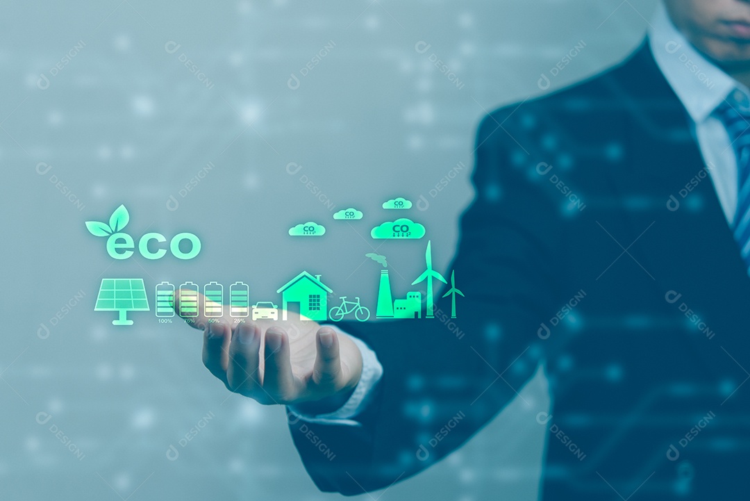 solução inovação futura em um plano sustentável reciclar interface ecológica ambiental de terra de toque renovável