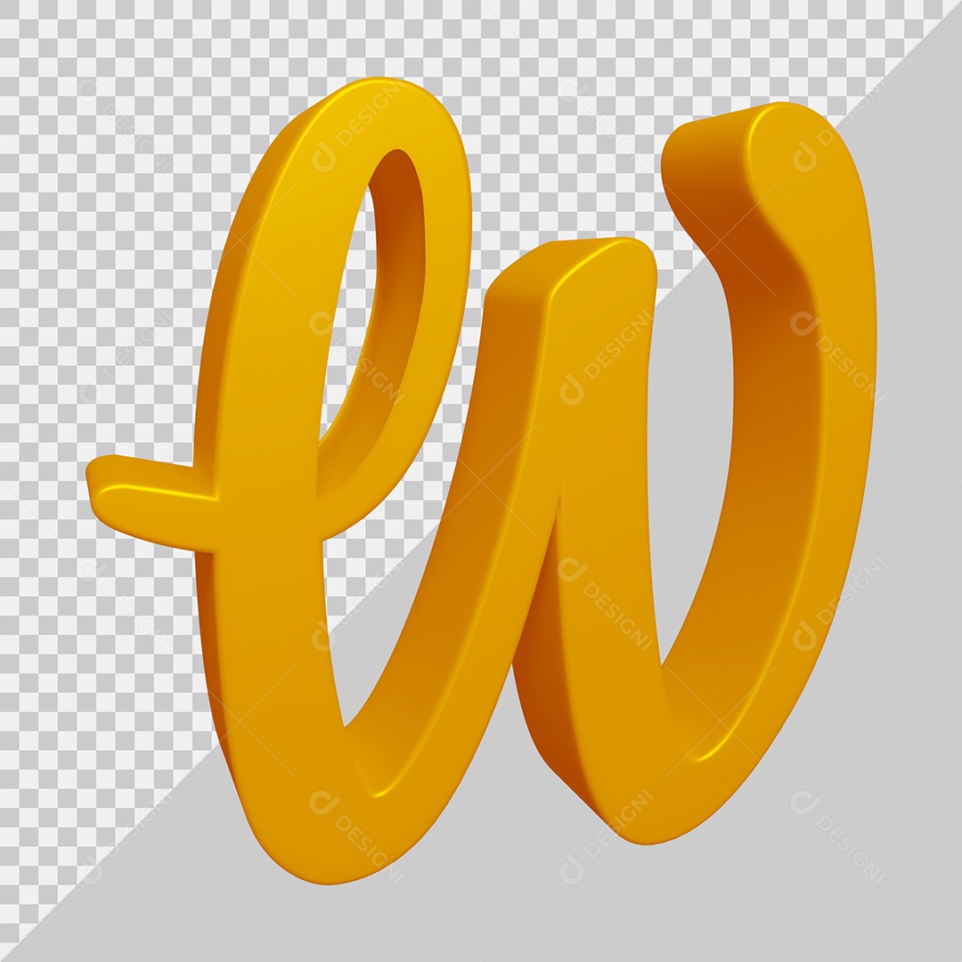 Letra W Maiúscula Dourado 3D Para composição PSD