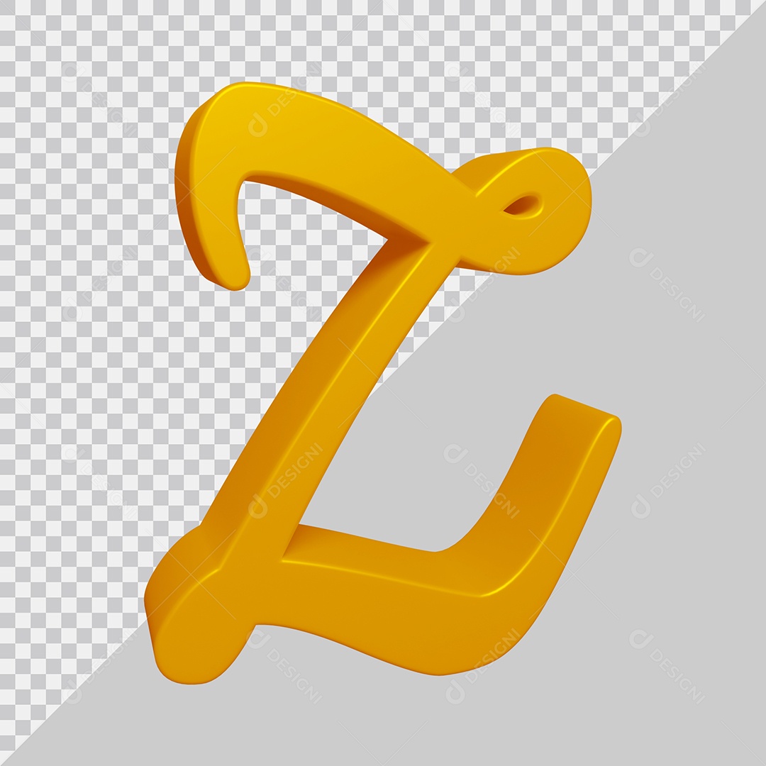 Letra Z Maiúscula Dourado 3D Para composição PSD