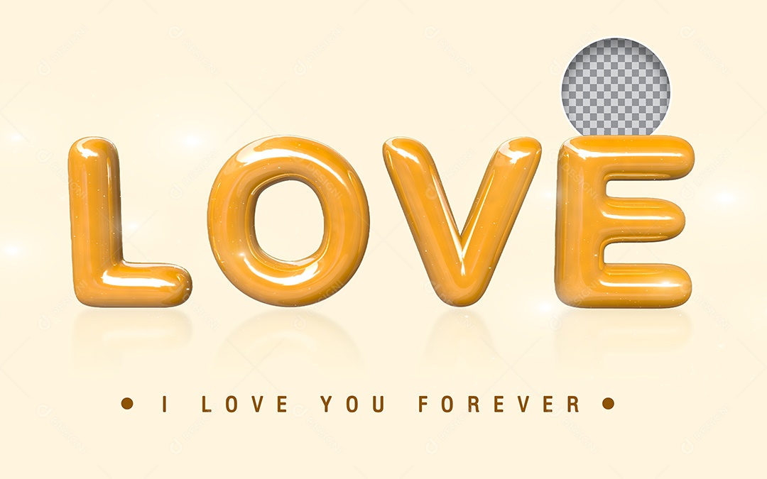 Love Texto 3D Laranja para Composição PSD