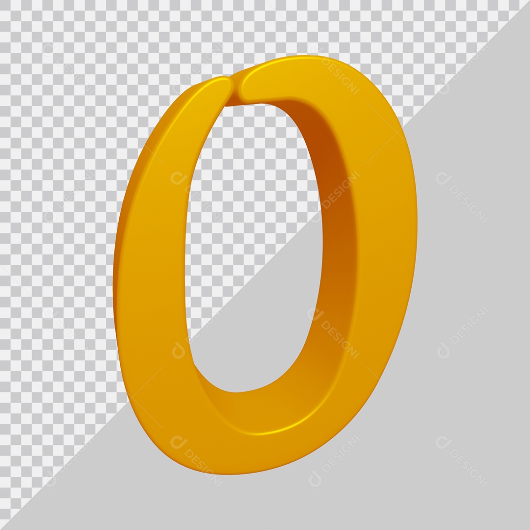 Golden 3D Number 0 For Composition PSD