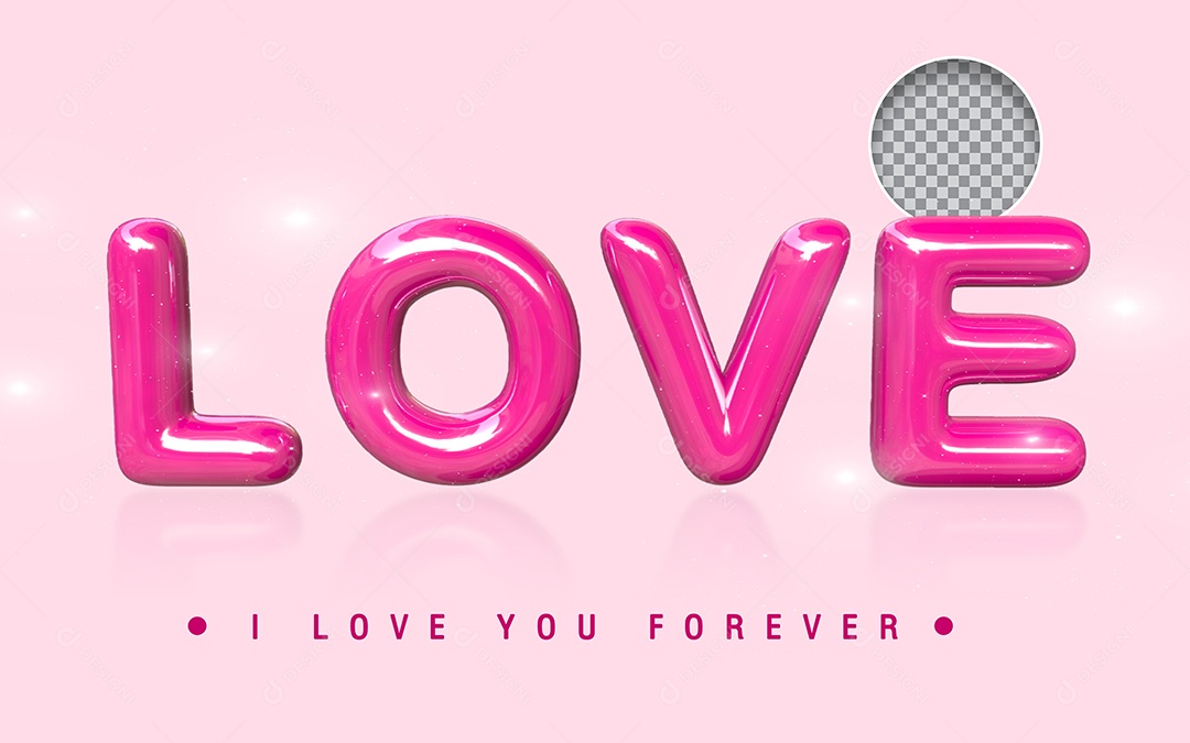 Love Texto 3D Rosa para Composição PSD