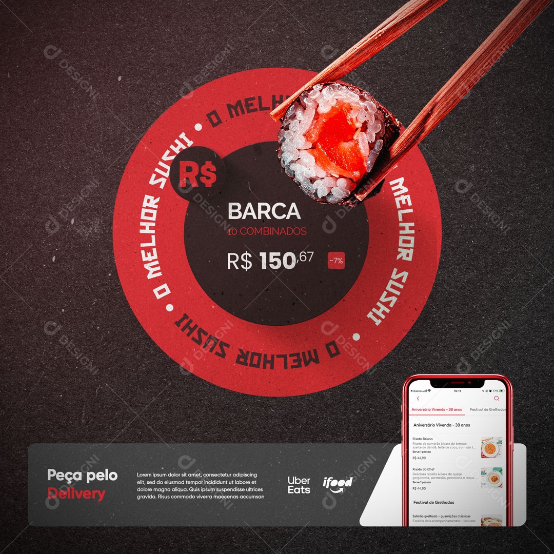 Social Media Restaurante Comida Japonesa o Melhor Sushi Social Media PSD Editável