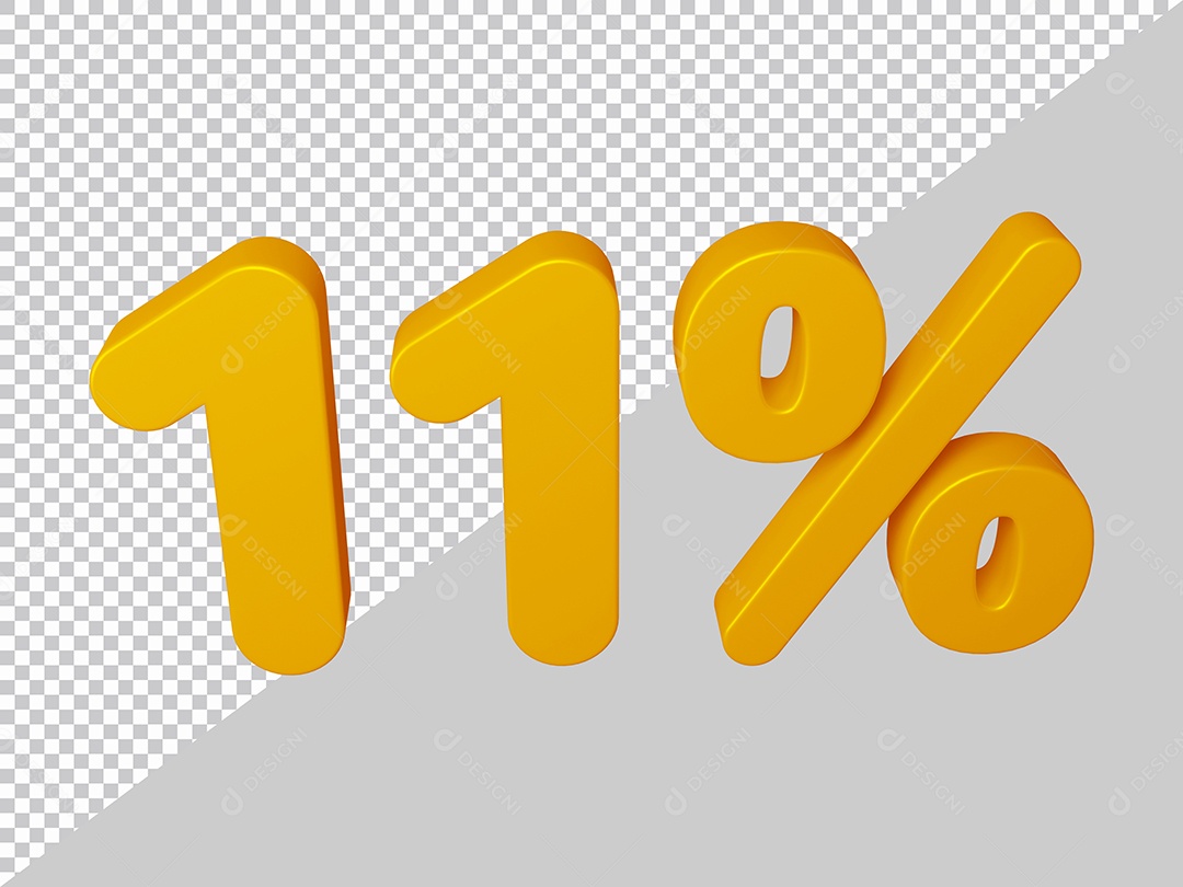 Número 3D 11% Dourado Para Composição PSD