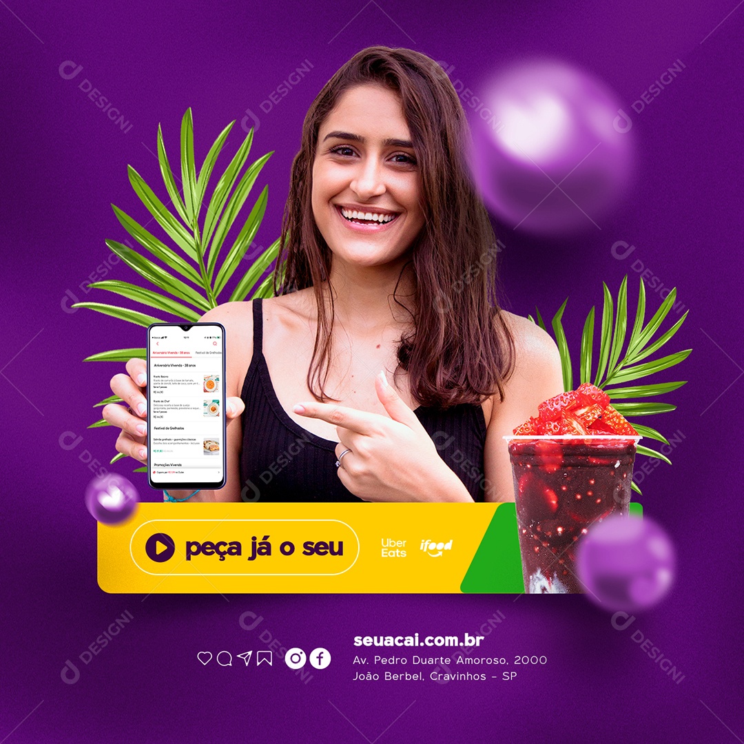 Peça já o Seu Açaiteria Social Media PSD Editável