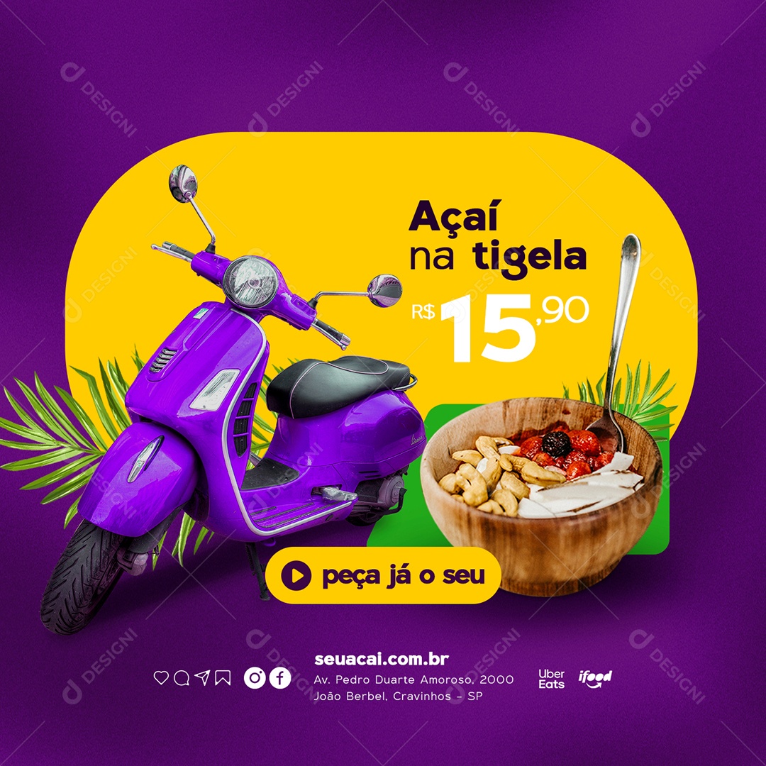 Açaí na Tigela Açaiteria Social Media PSD Editável