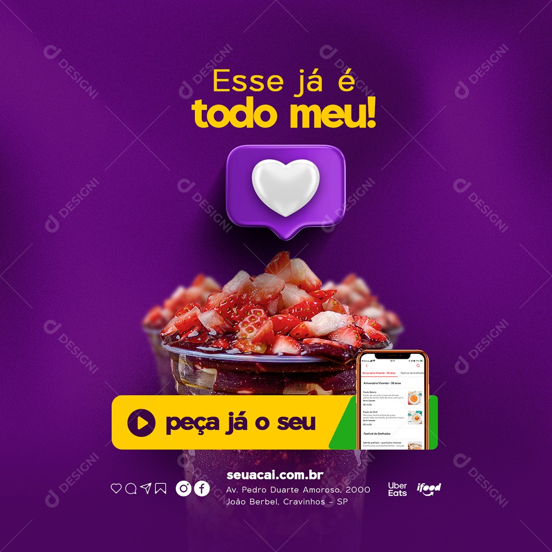 Esse Já é todo Meu Açaiteria Social Media PSD Editável