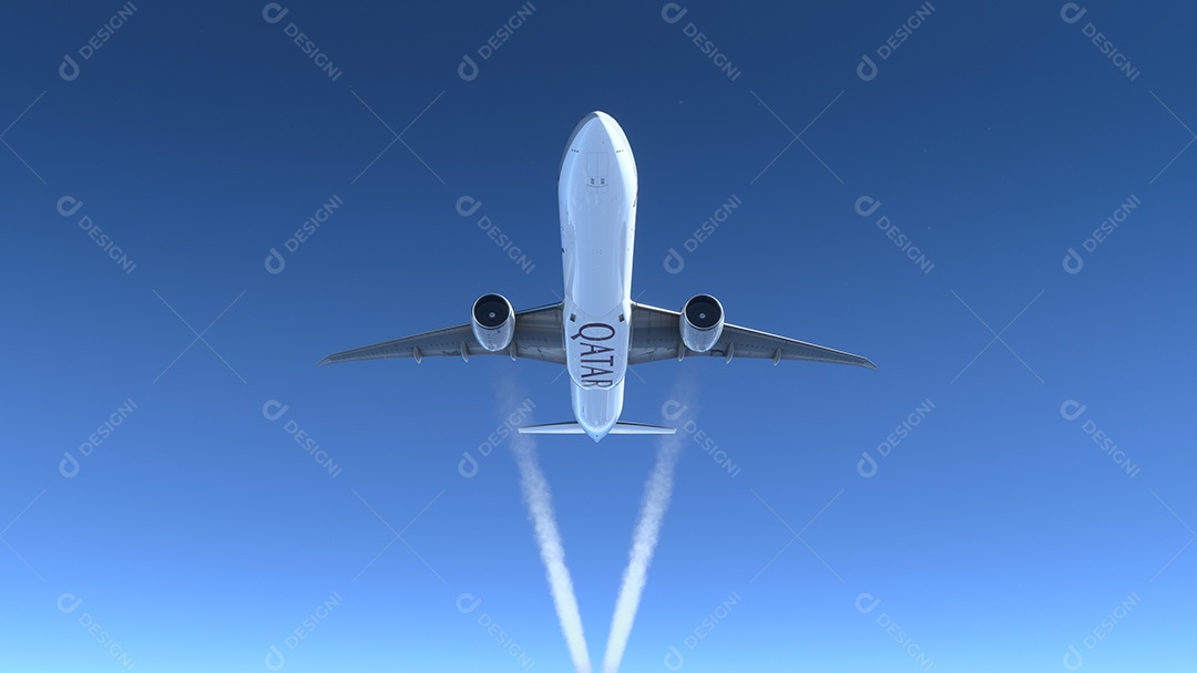 Aviões comerciais voando sobre as nuvens no pôr do sol incrível