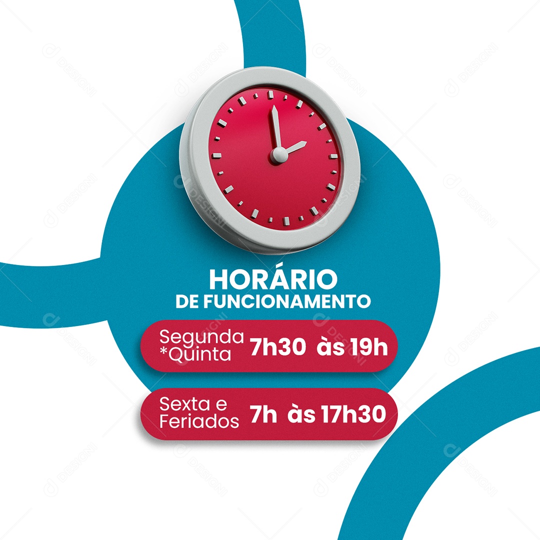 Horário de Funcionamento Comunicado Social Media PSD Editável