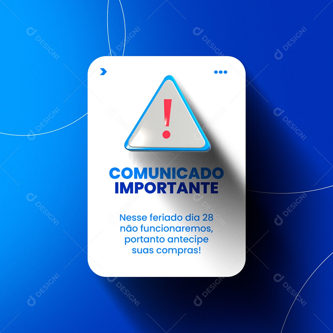Comunicado Importante Feriado Social Media PSD Editável