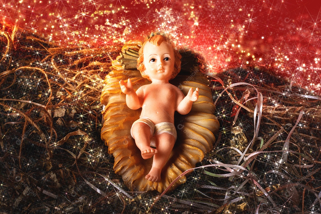 Presépio. Figura do bebê Jesus isolada. cena de natal tradicional.