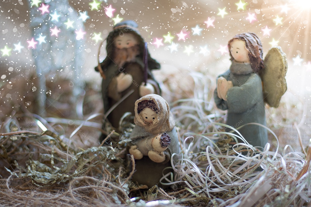 Christmas Crib. Rustic Christmas decoration.
