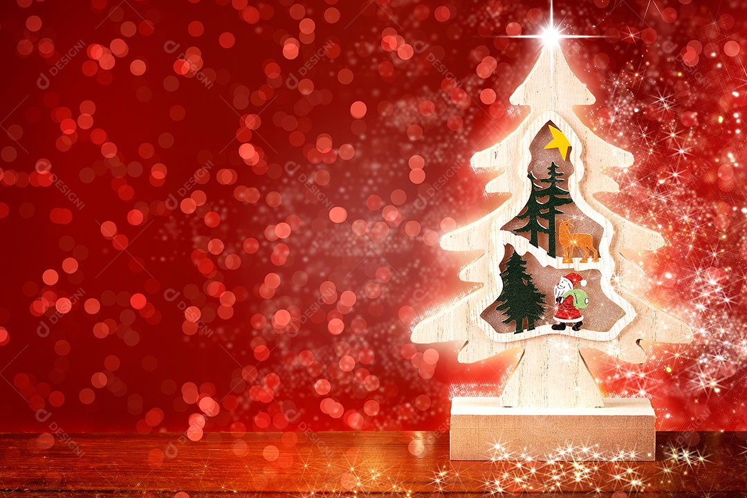 Decoração de Natal. Gravata vermelha com luzes e fundo vermelho