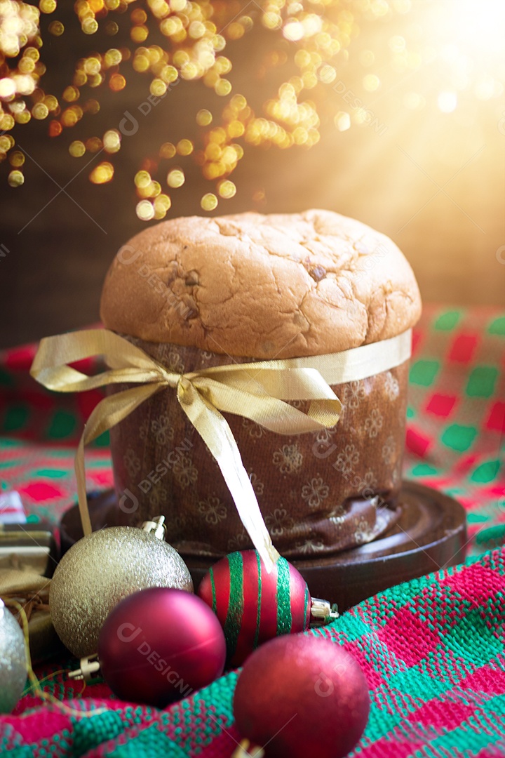 Panettone. Decoração da festa de Natal. símbolo de natal