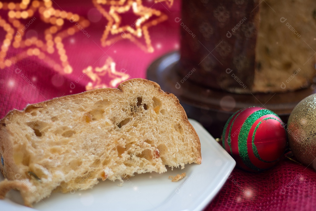 Panettone. Decoração da festa de Natal. símbolo de natal