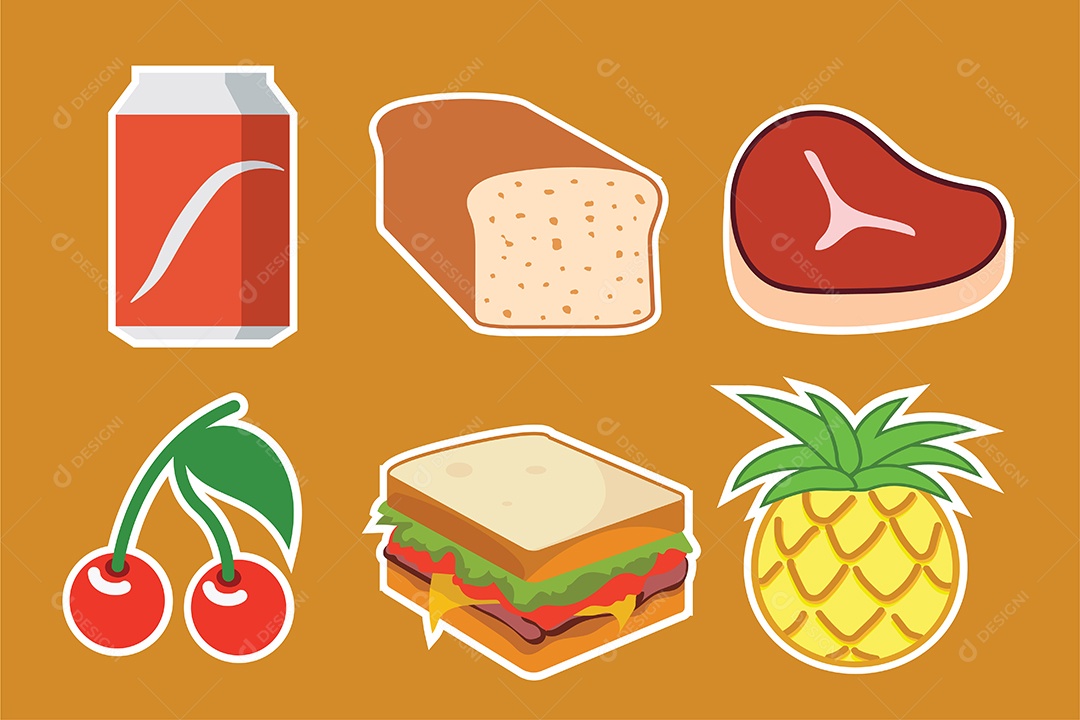 Conjunto de ingredientes de elemento de objeto para cozinhar vetor de desenho animado