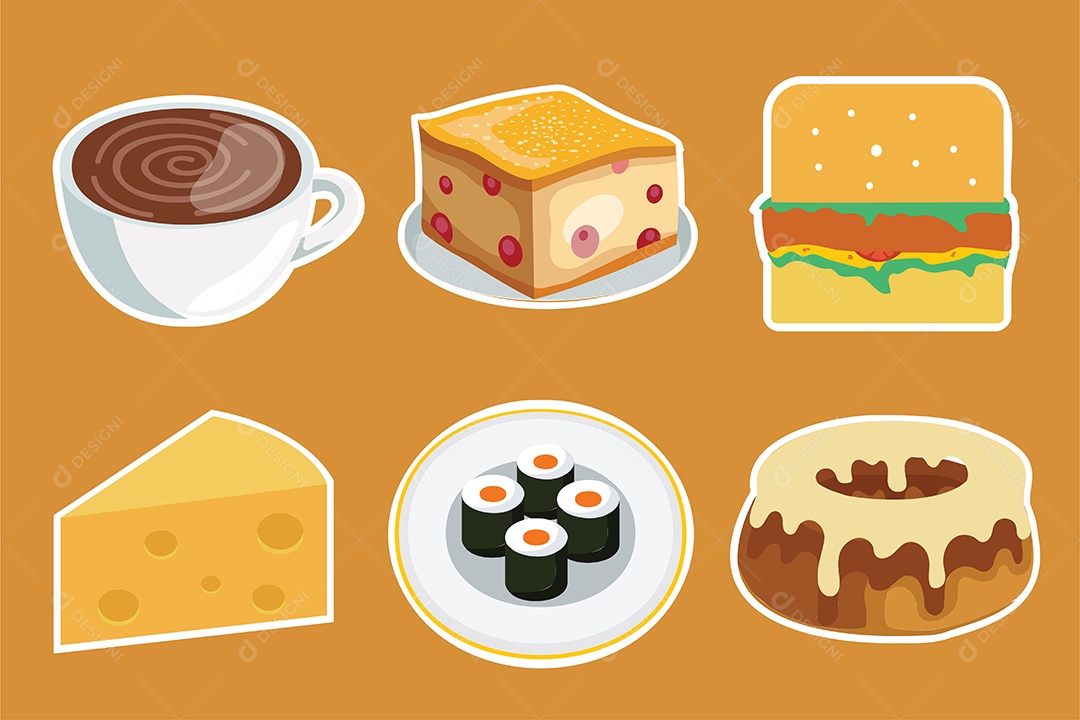 Conjunto de pães e padaria em estilo cartoon