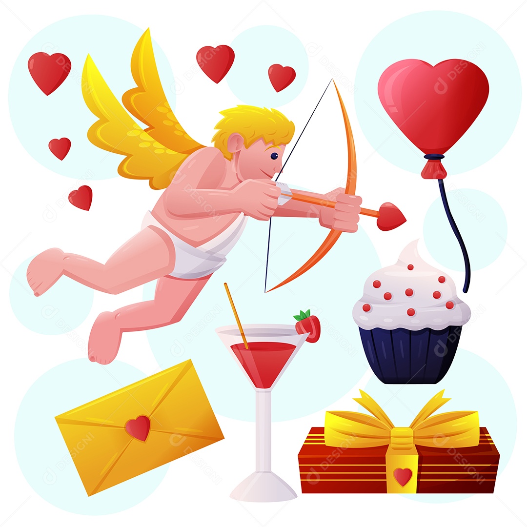 Conjunto de dia dos namorados com elemento de objeto de amor