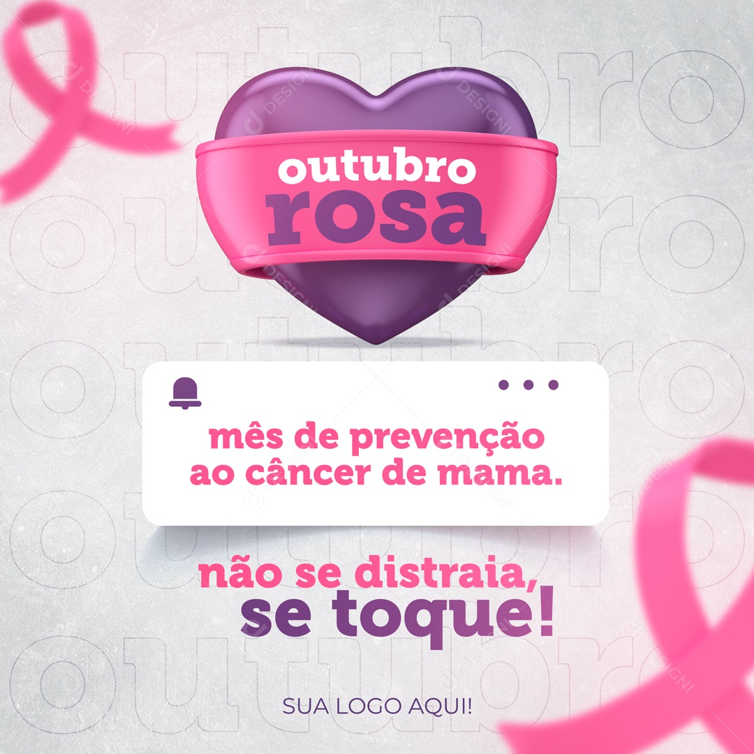 Social Media Outubro Rosa Mês de Prevenção Contra o Câncer de Mama PSD Editável