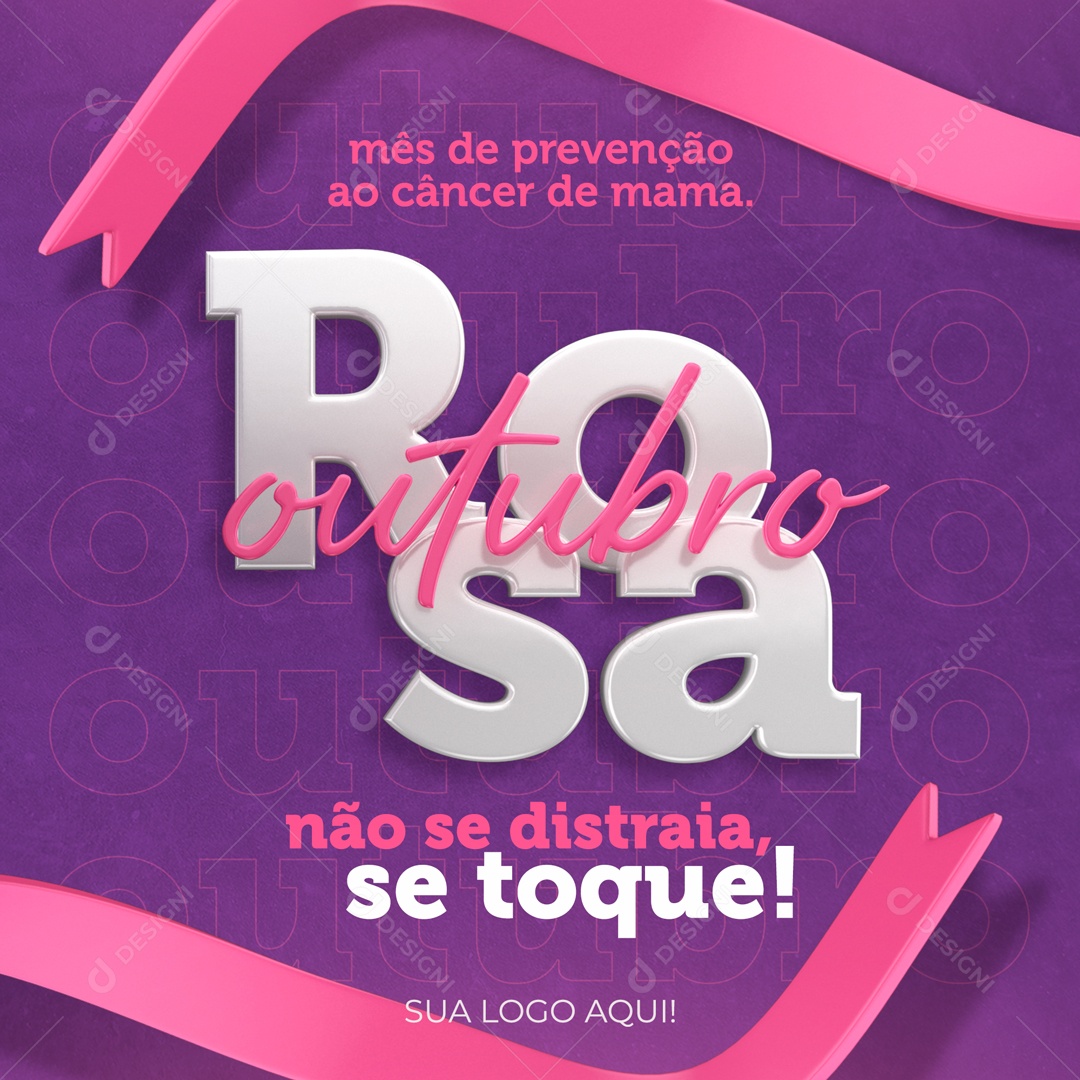 Outubro Rosa Social Media Mês de Prevenção Contra o Câncer de Mama PSD Editável