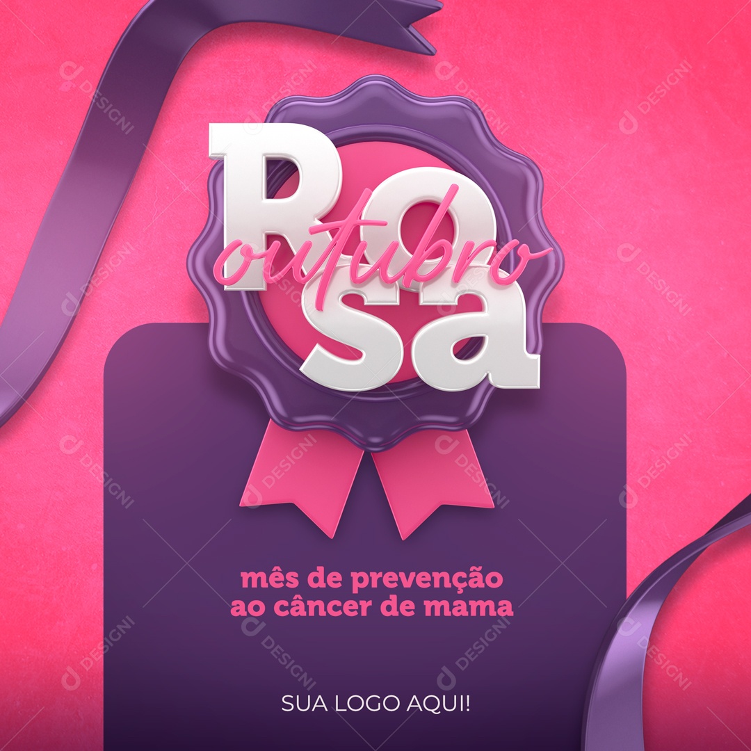 Outubro Rosa Mês de Prevenção Contra o Câncer de Mama Social Media PSD Editável