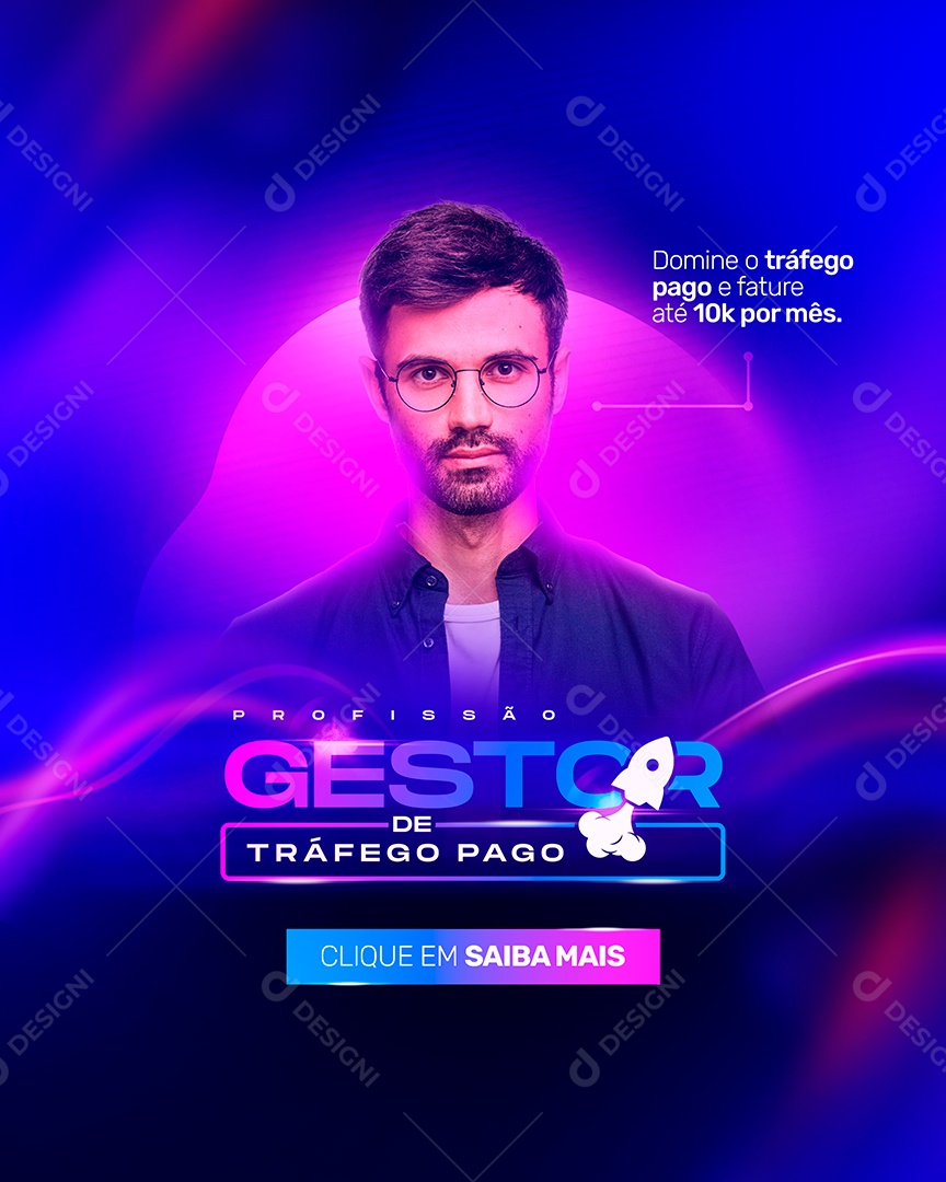 Domine Gestor de Tráfego Pago Fatura até 10k por Mês Social Media PSD Editável